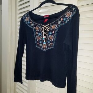 MUDD Boho Style Lace Up Top